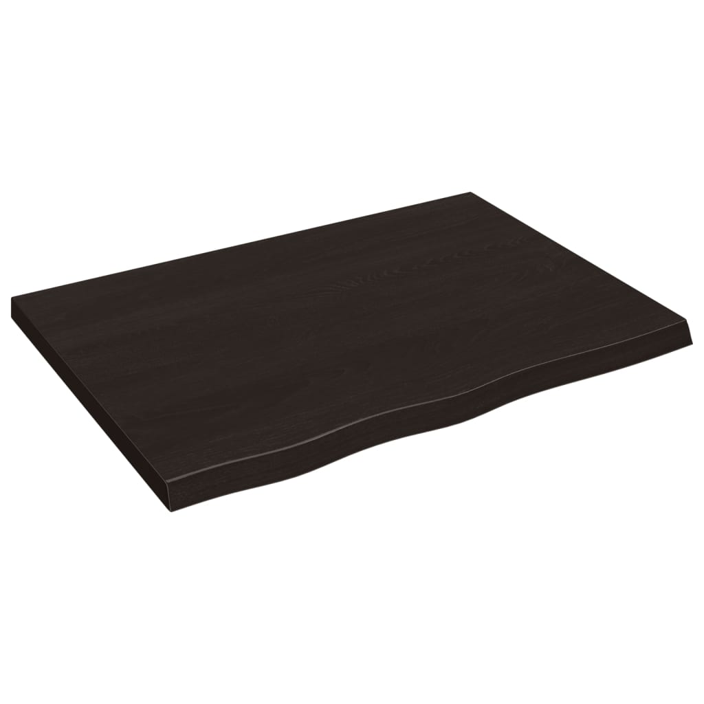 Piano Bagno Marrone Scuro 80x60x(2-4)cm Legno Massello Trattato