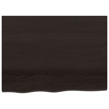 Piano Bagno Marrone Scuro 80x60x(2-4)cm Legno Massello Trattato