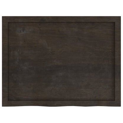 Piano Bagno Marrone Scuro 80x60x(2-4)cm Legno Massello Trattato