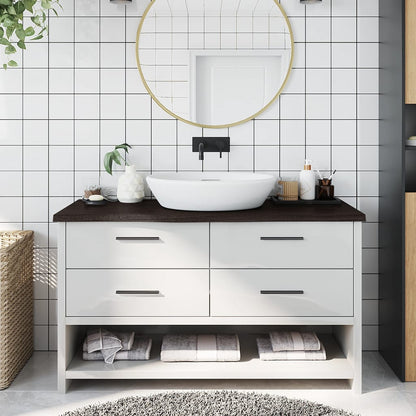 Piano Bagno Marrone Scuro 100x40x2cm Legno Massello Trattato