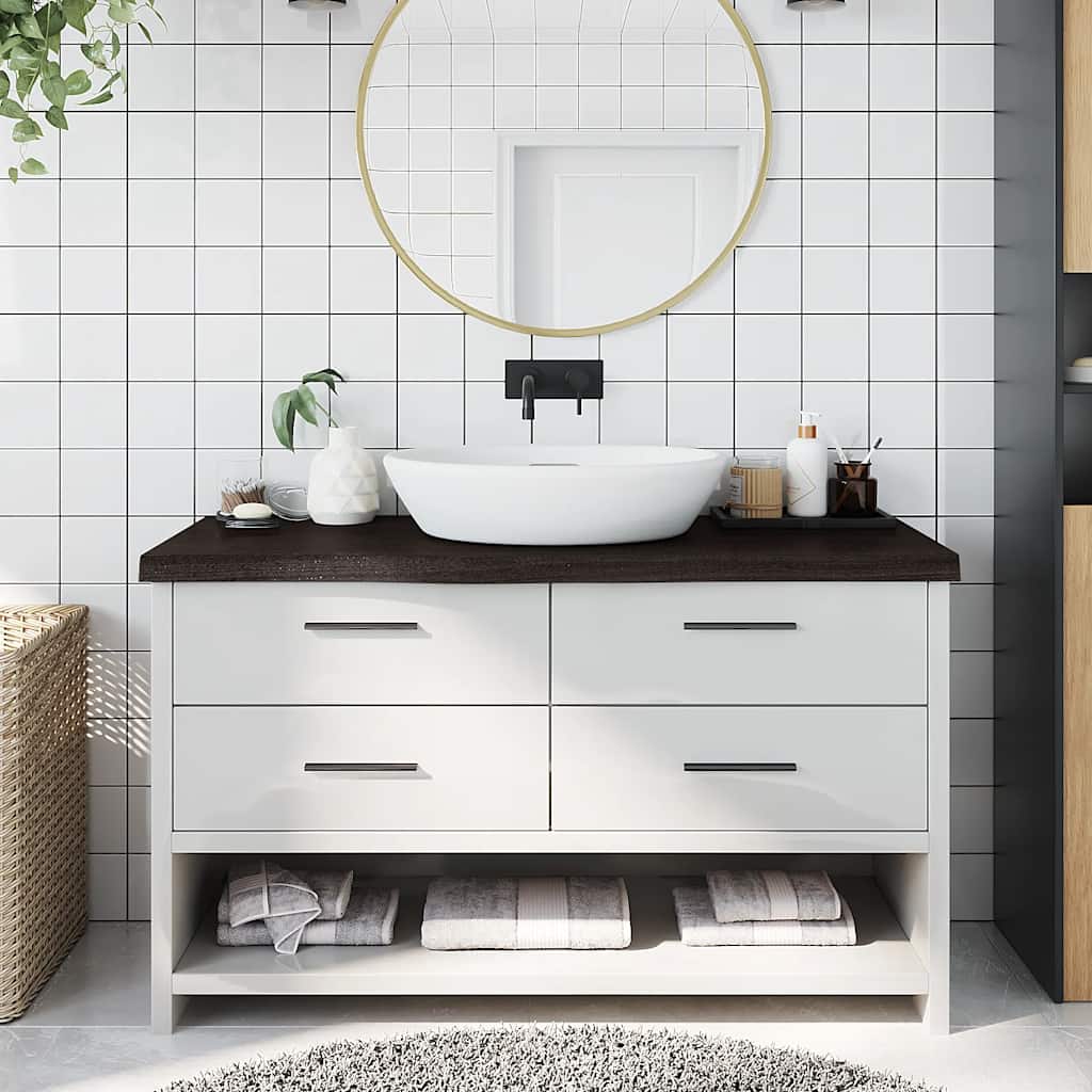 Piano Bagno Marrone Scuro 100x40x(2-6)cm Legno Trattato