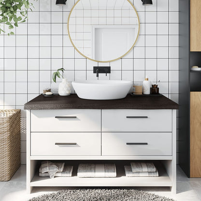 Piano Bagno Marrone Scuro 100x50x(2-6)cm Legno Trattato