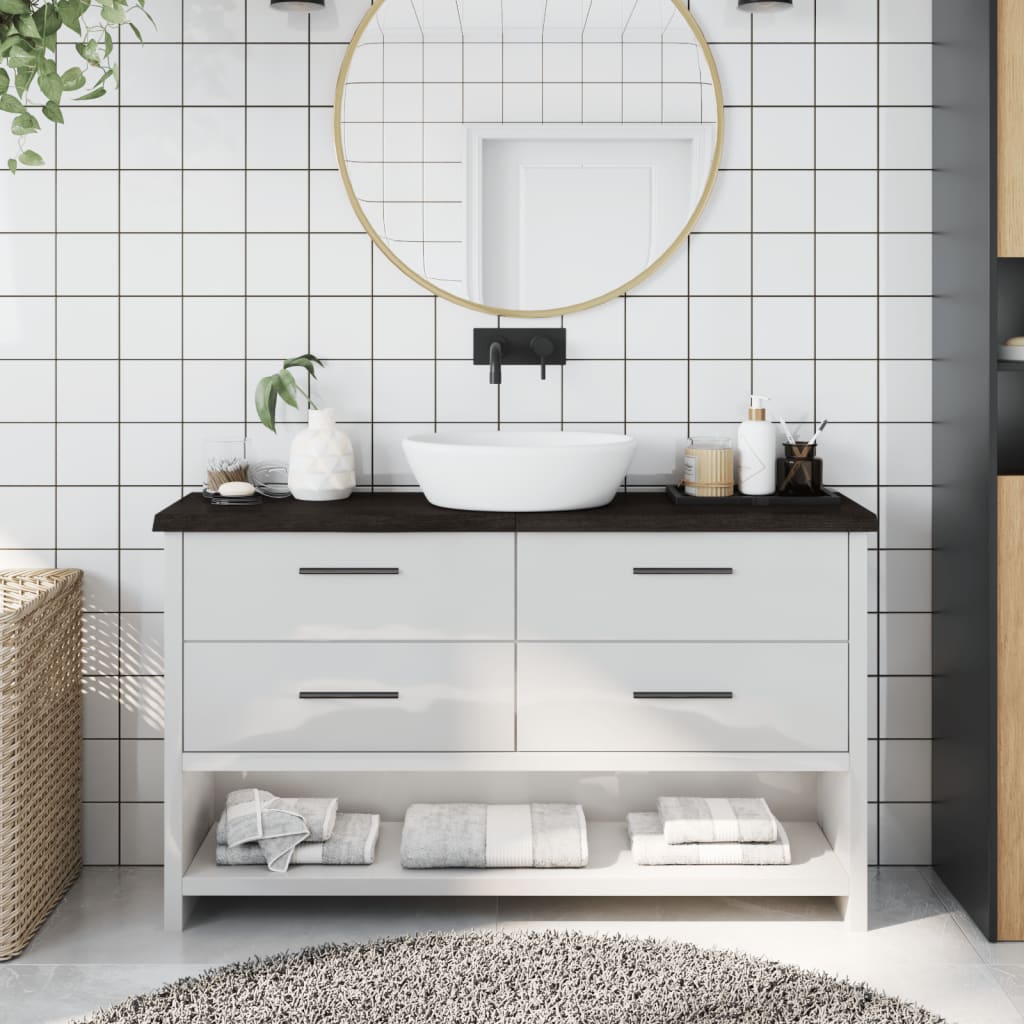 Piano Bagno Marrone Scuro 120x30x(2-4)cm Legno Trattato