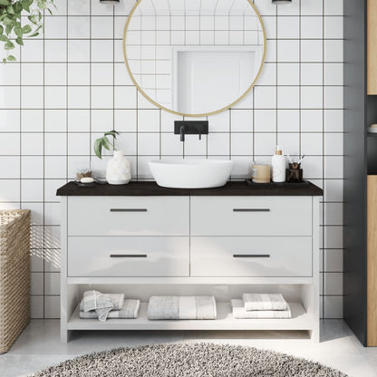 Piano Bagno Marrone Scuro 120x30x(2-4)cm Legno Trattato