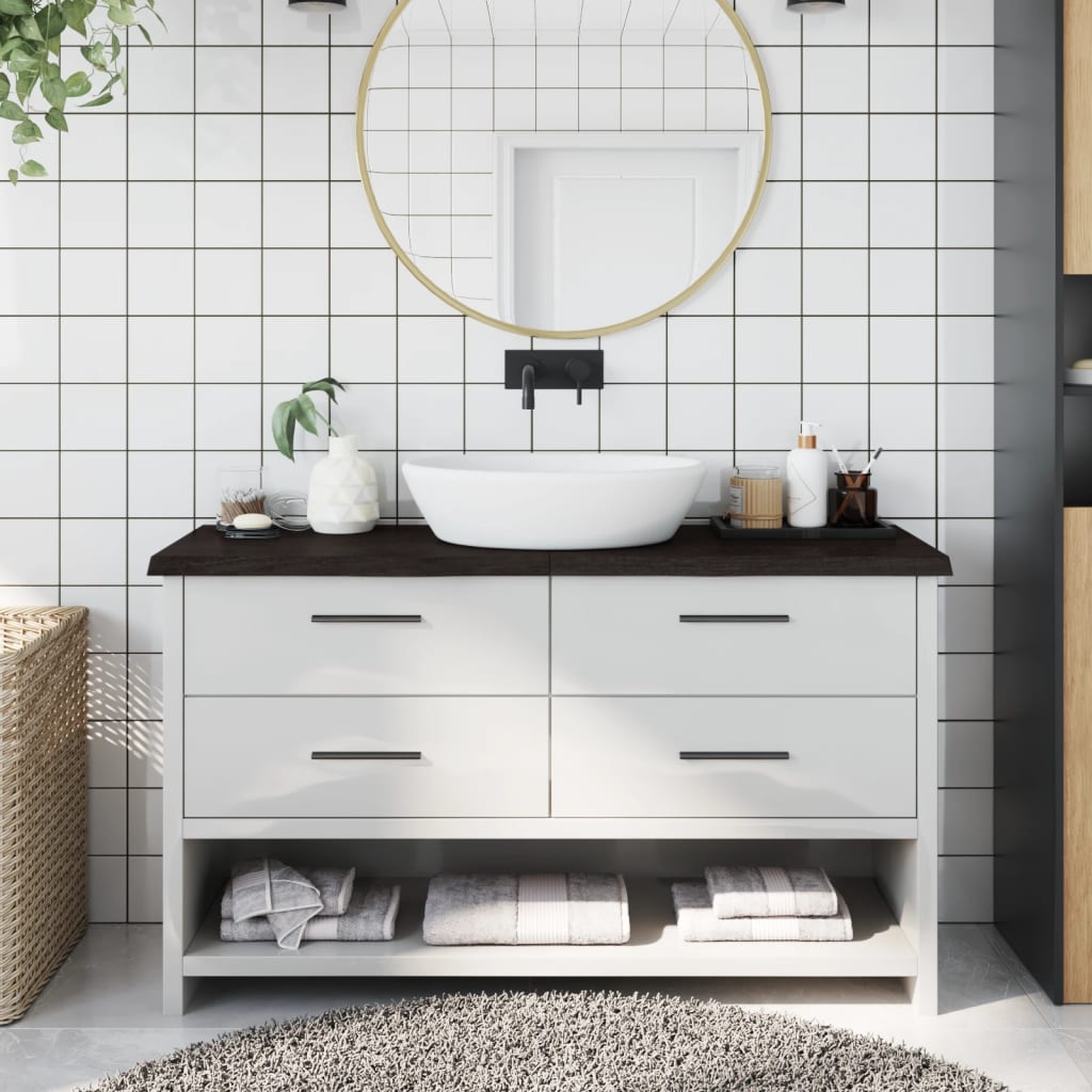Piano Bagno Marrone Scuro 120x40x(2-4)cm Legno Trattato