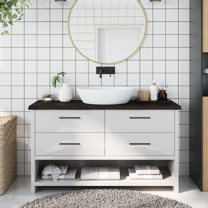 Piano Bagno Marrone Scuro 120x40x(2-4)cm Legno Trattato