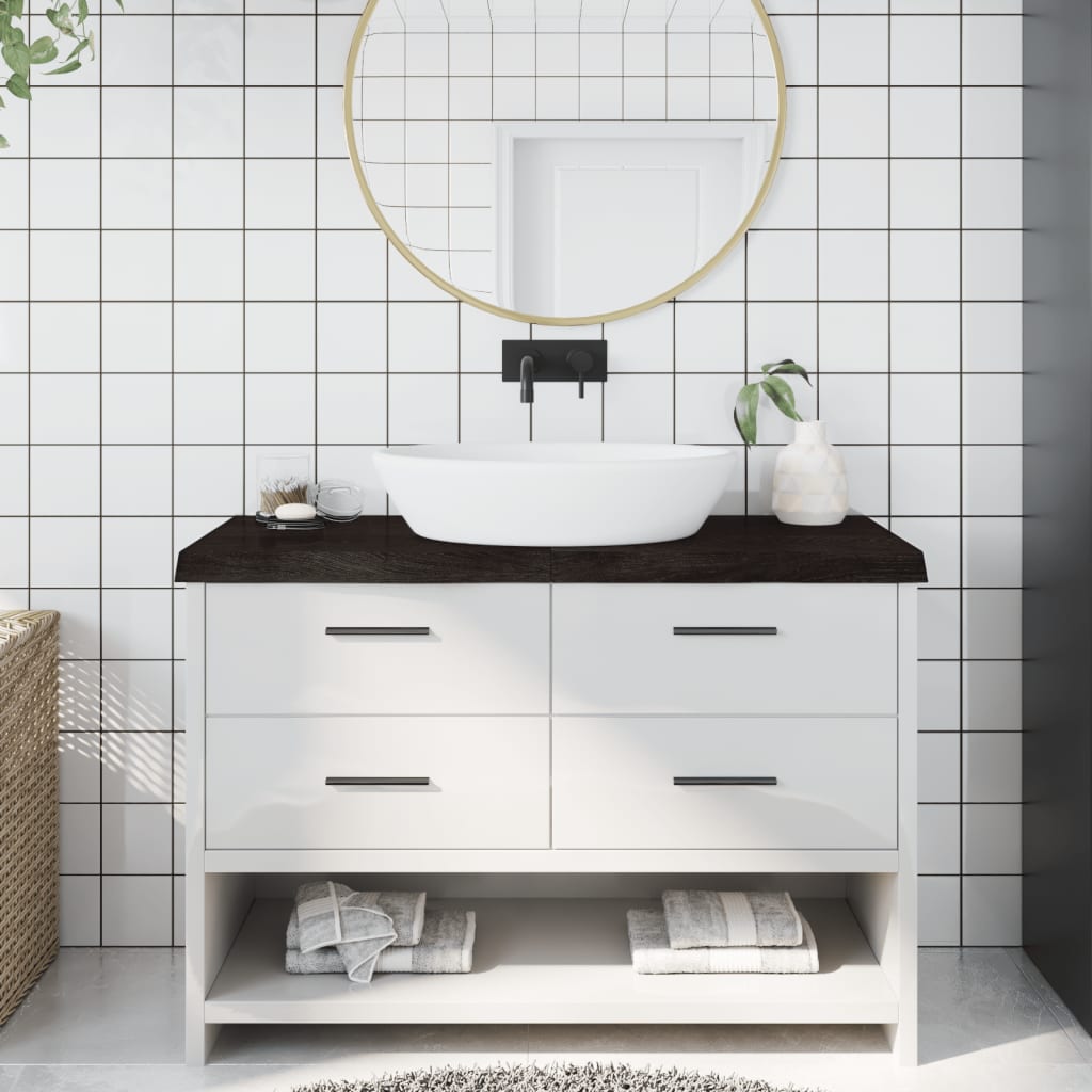 Piano Bagno Marrone Scuro 120x40x(2-6)cm Legno Trattato