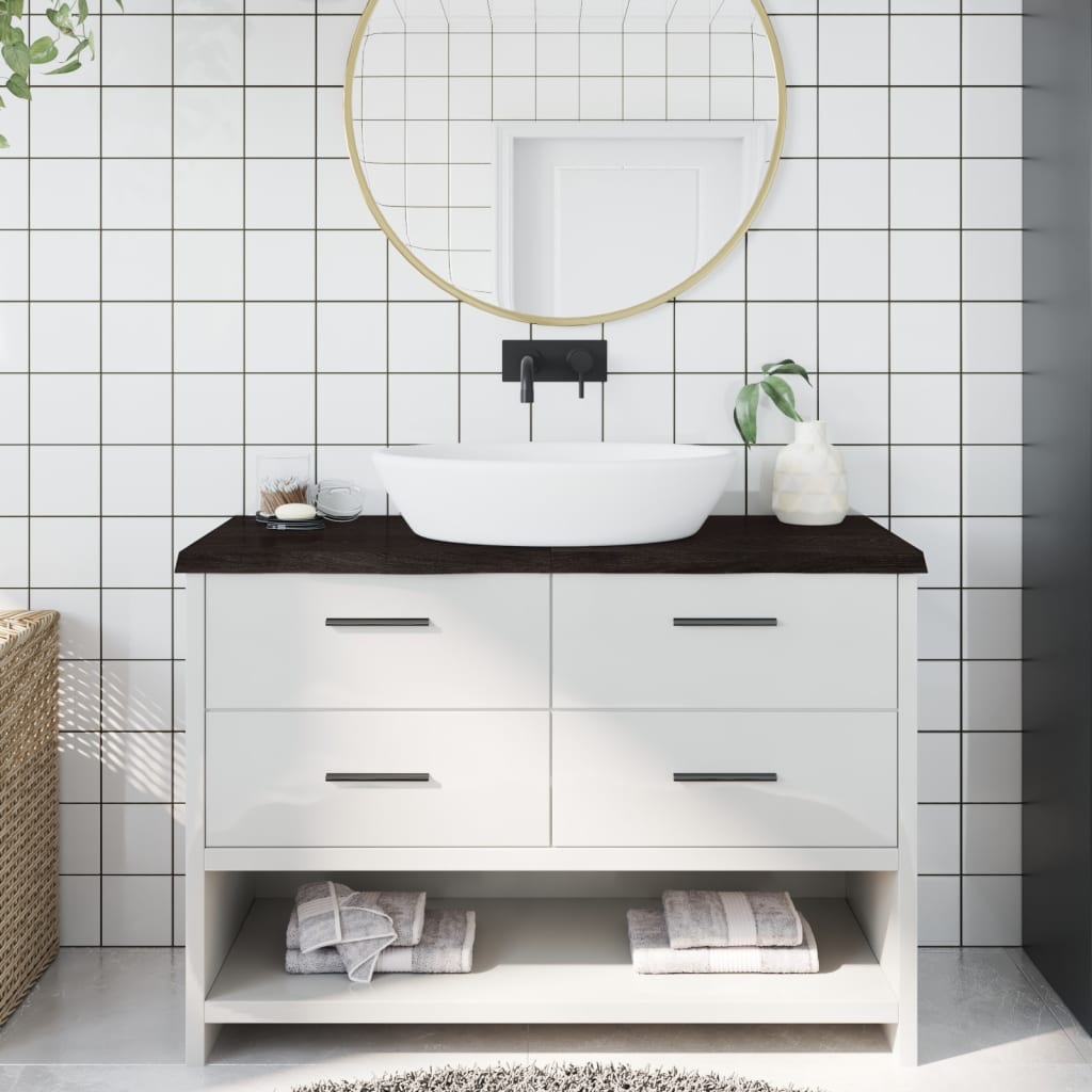 Piano Bagno Marrone Scuro 120x50x(2-4)cm Legno Trattato