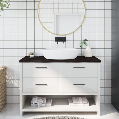 Piano Bagno Marrone Scuro 120x50x(2-4)cm Legno Trattato