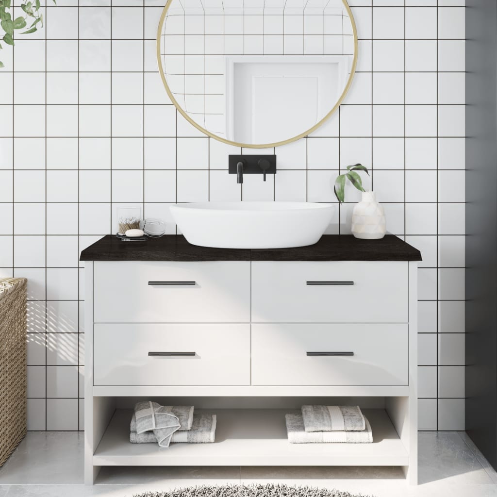 Piano Bagno Marrone Scuro 120x60x(2-4)cm Legno Trattato