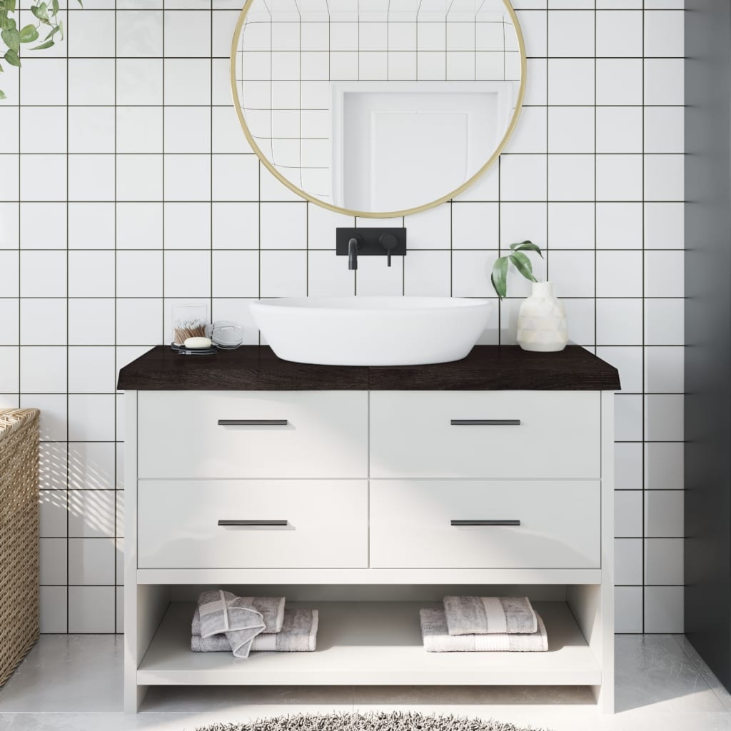 Piano Bagno Marrone Scuro 120x60x(2-6)cm Legno Trattato