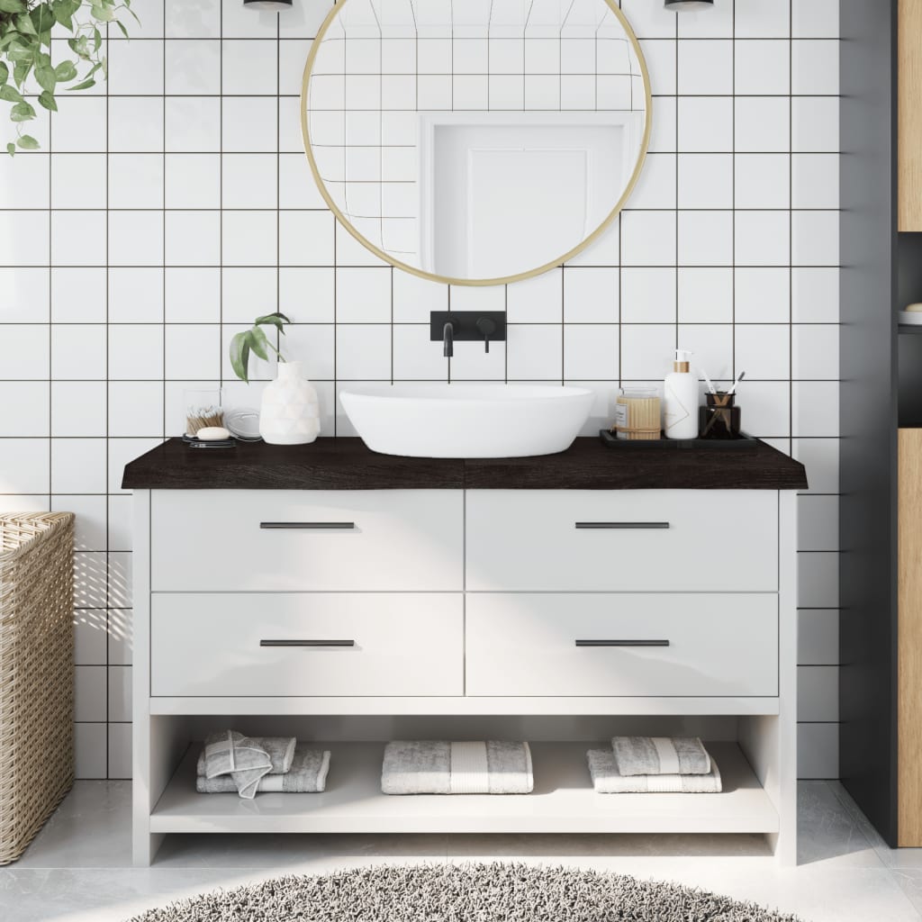 Piano Bagno Marrone Scuro 140x40x(2-6)cm Legno Trattato