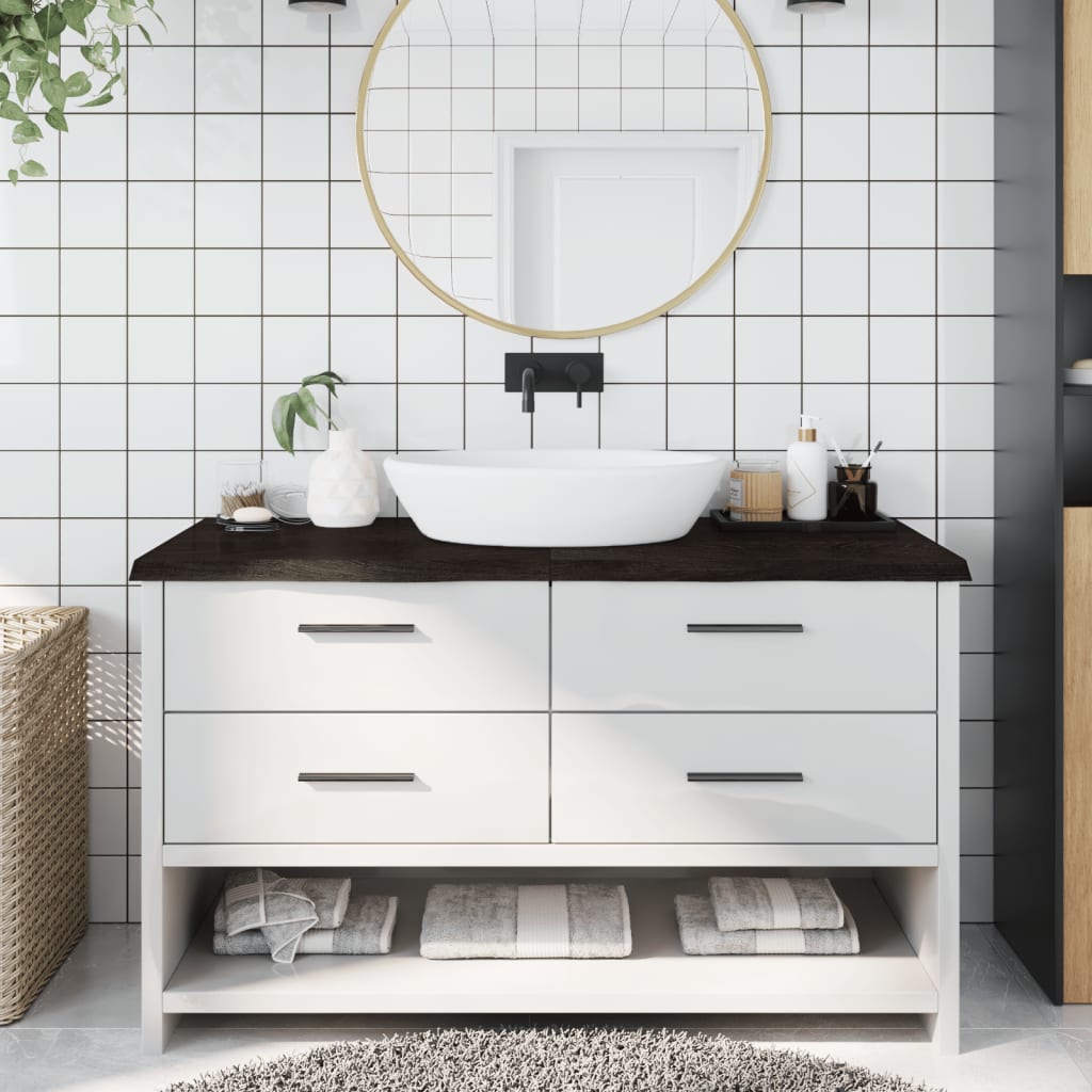 Piano Bagno Marrone Scuro 140x60x(2-4)cm Legno Trattato