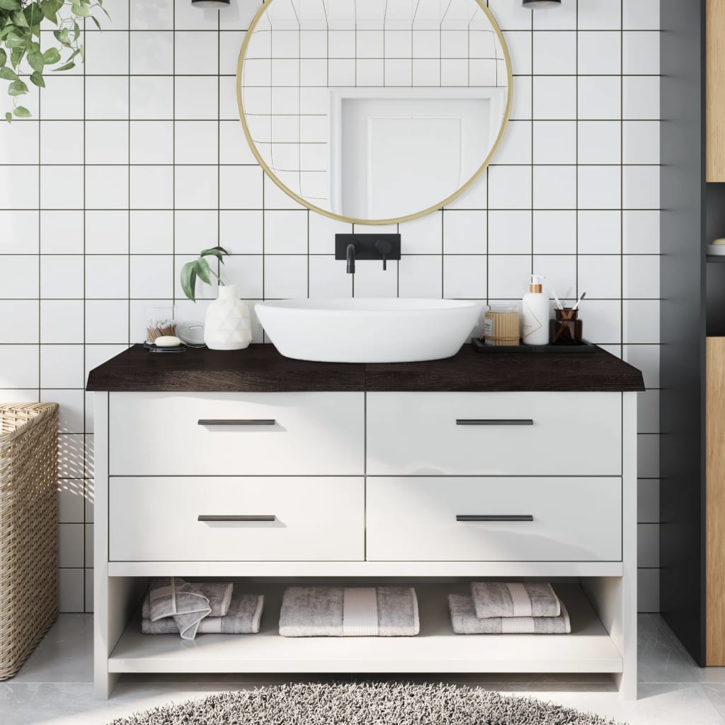 Piano Bagno Marrone Scuro 140x60x(2-6)cm Legno Trattato