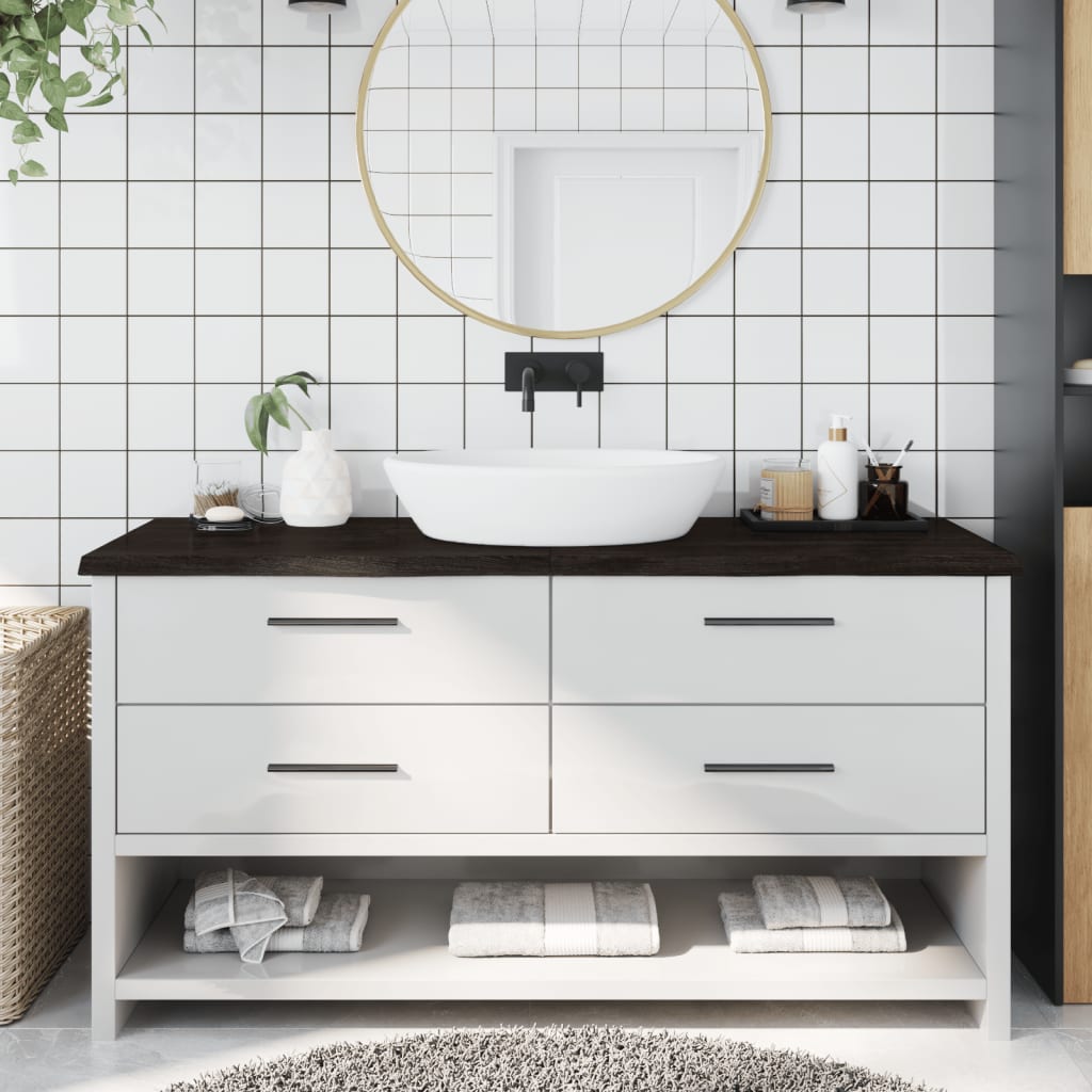 Piano Bagno Marrone Scuro 160x50x(2-4)cm Legno Trattato