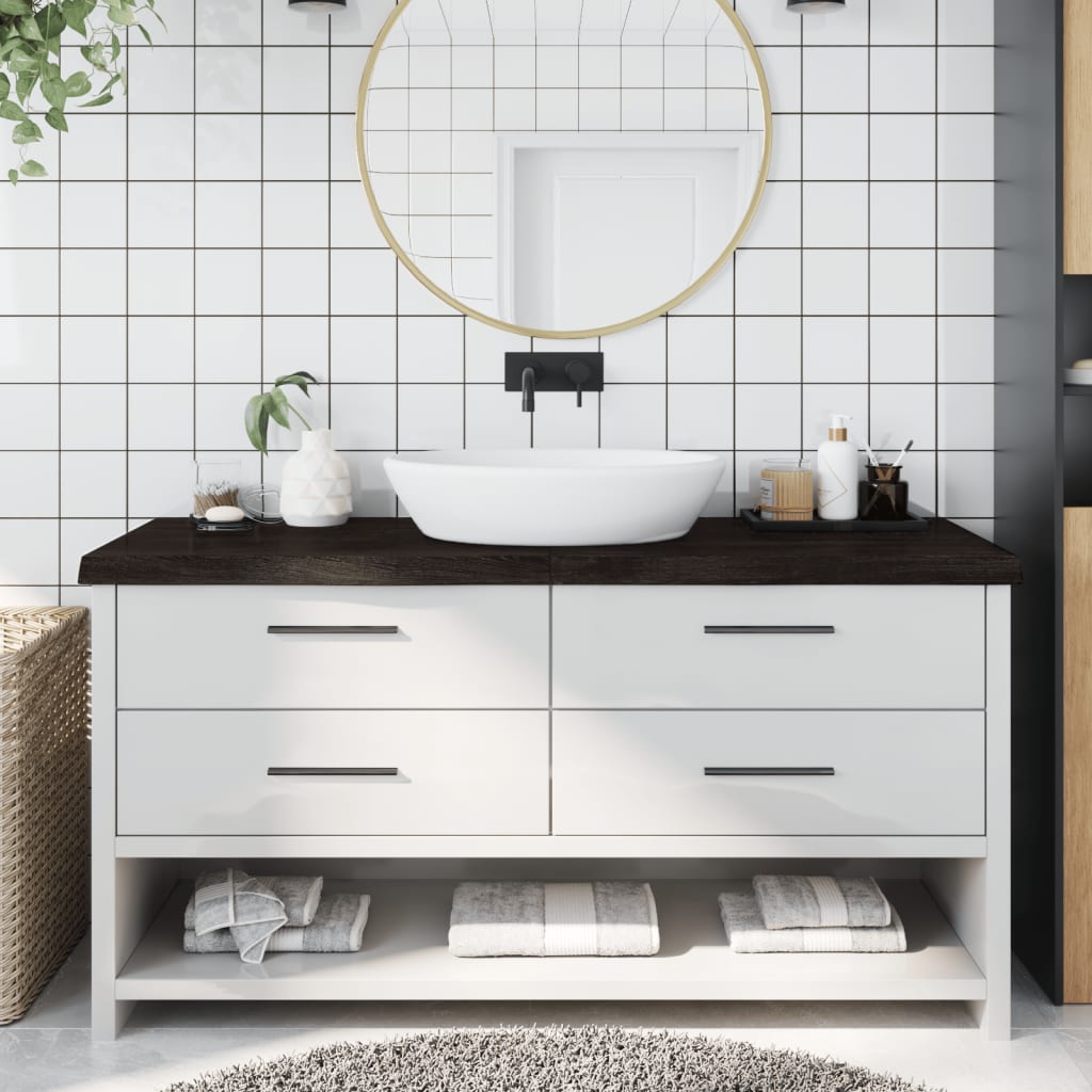 Piano Bagno Marrone Scuro 160x50x(2-6)cm Legno Trattato