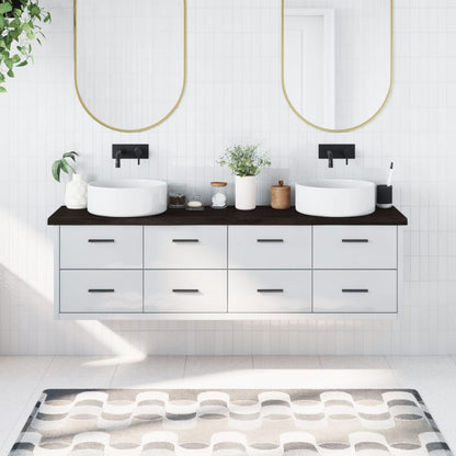 Piano Bagno Marrone Scuro 180x30x(2-4)cm Legno Trattato
