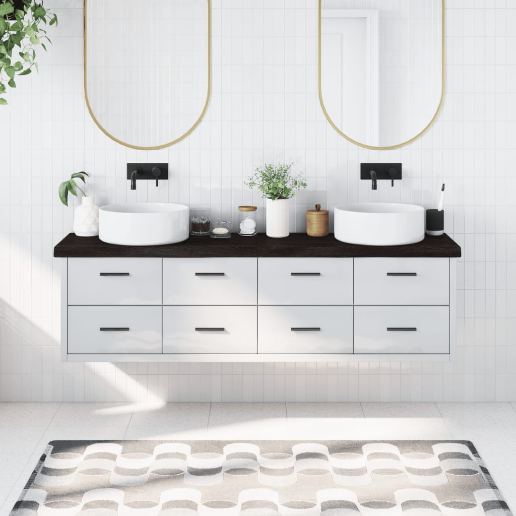 Piano Bagno Marrone Scuro 180x30x(2-6)cm Legno Trattato