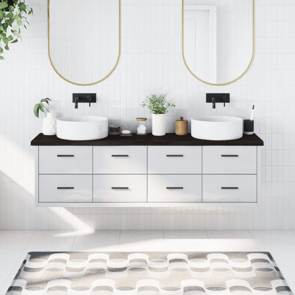 Piano Bagno Marrone Scuro 180x40x(2-4)cm Legno Trattato