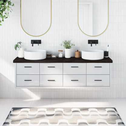 Piano Bagno Marrone Scuro 180x40x(2-6)cm Legno Trattato