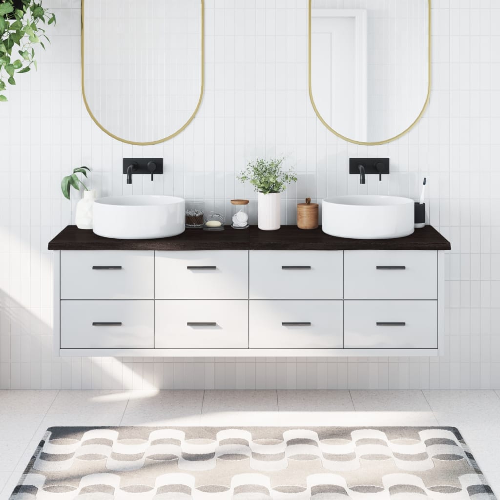 Piano Bagno Marrone Scuro 180x50x(2-4)cm Legno Trattato