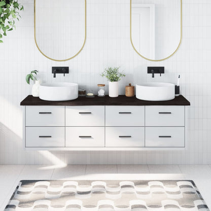 Piano Bagno Marrone Scuro 180x50x(2-4)cm Legno Trattato