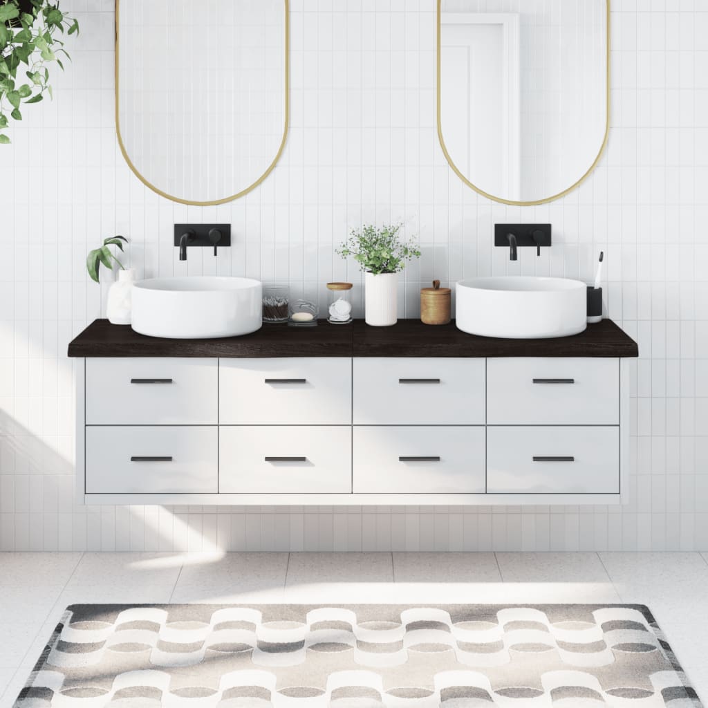 Piano Bagno Marrone Scuro 180x60x(2-6)cm Legno Trattato