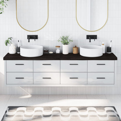 Piano Bagno Marrone Scuro 200x30x(2-6)cm Legno Trattato