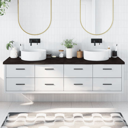 Piano Bagno Marrone Scuro 200x50x(2-4)cm Legno Trattato