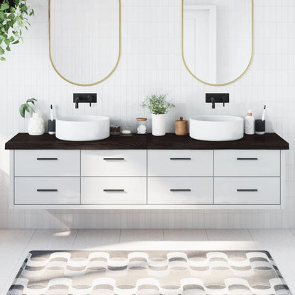 Piano Bagno Marrone Scuro 220x50x(2-6)cm Legno Trattato