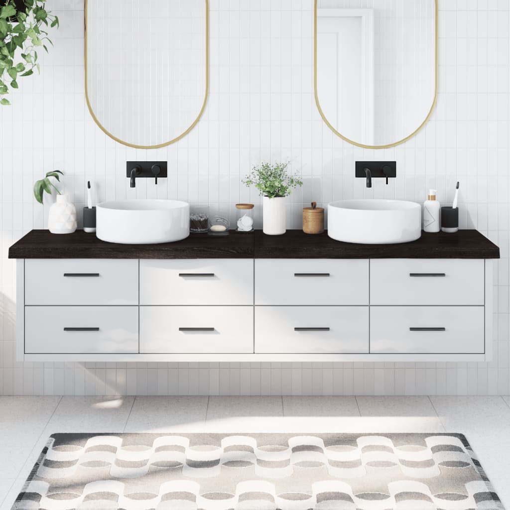 Piano Bagno Marrone Scuro 220x60x(2-6) cm Legno Trattato