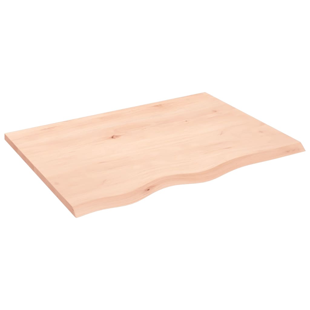 Piano per Tavolo 80x60x2 cm in Rovere Massello Non Trattato