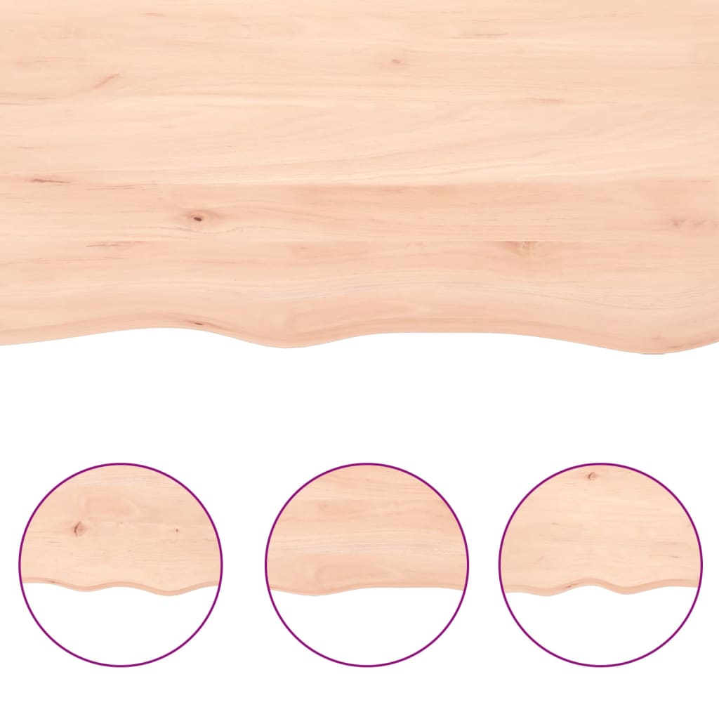Piano per Tavolo 100x50x2 cm in Rovere Massello Non Trattato