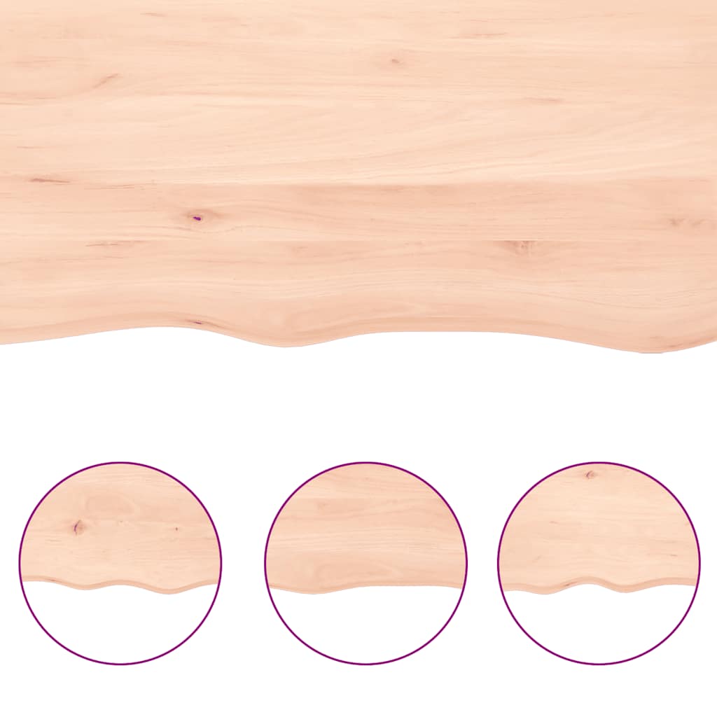 Piano per Tavolo 220x60x(2-6)cm in Rovere Massello Non Trattato