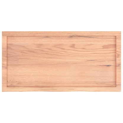 Piano Tavolo Marrone 100x50x(2-4) cm Massello Rovere Trattato
