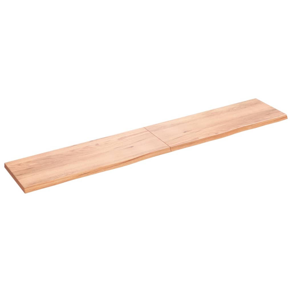 Piano Tavolo Marrone 220x40x(2-4) cm Massello Rovere Trattato