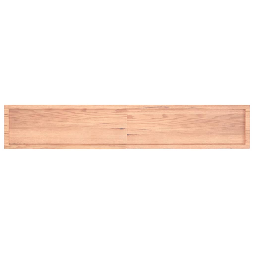 Piano Tavolo Marrone 220x40x(2-6) cm Massello Rovere Trattato