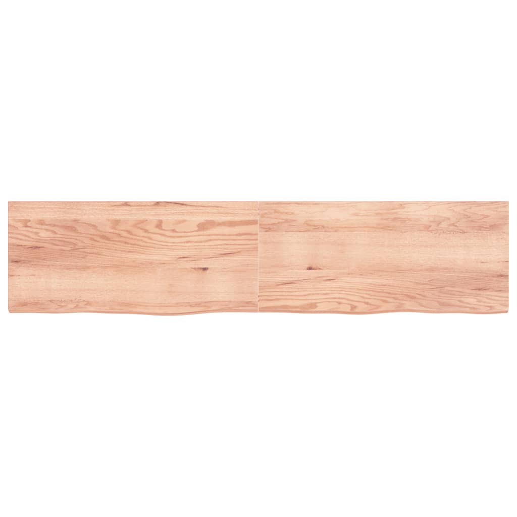 Piano Tavolo Marrone 220x50x(2-4) cm Massello Rovere Trattato