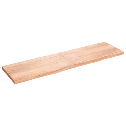 Piano Tavolo Marrone 220x60x(2-6) cm Massello Rovere Trattato