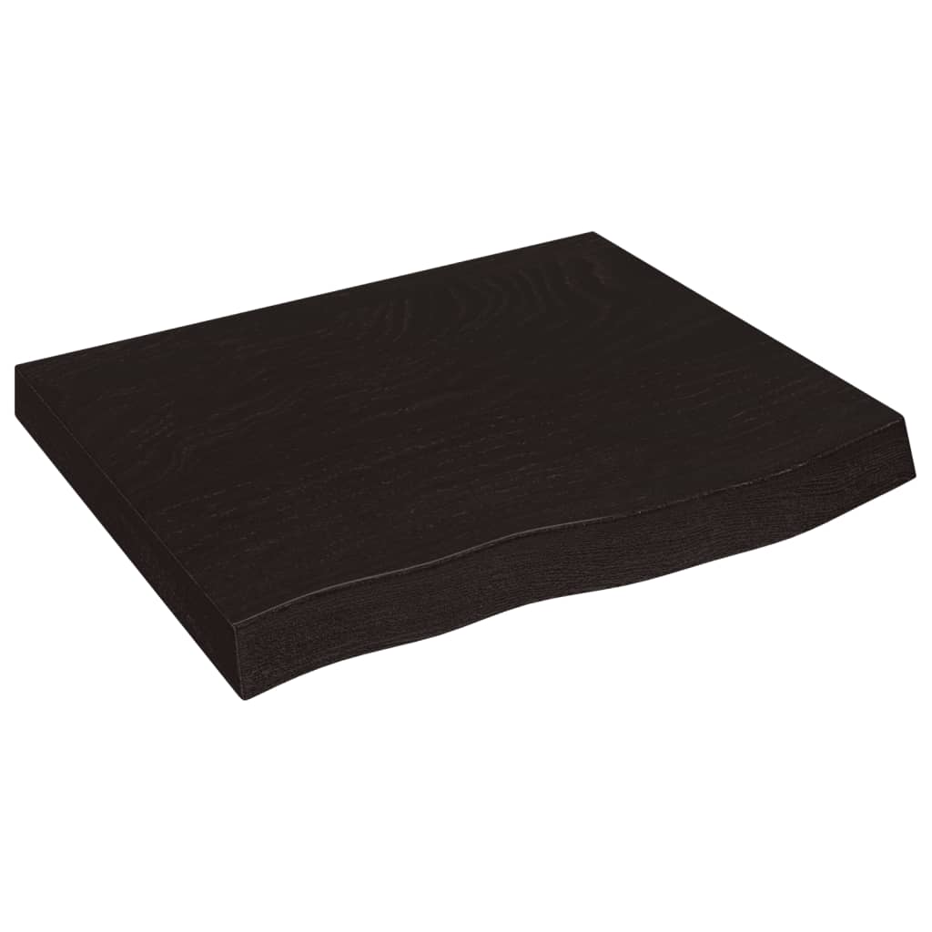 Piano Tavolo Marrone 60x50x(2-6) cm Rovere Massello Trattato