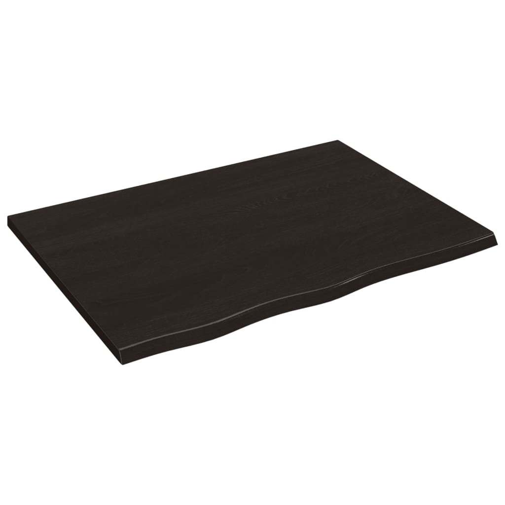 Piano Tavolo Marrone Scuro 80x60x2cm Rovere Massello Trattato