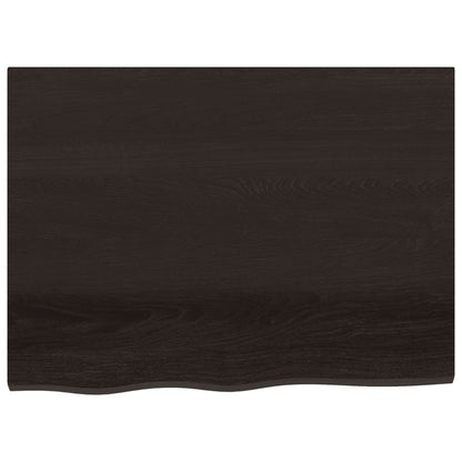 Piano Tavolo Marrone Scuro 80x60x2cm Rovere Massello Trattato
