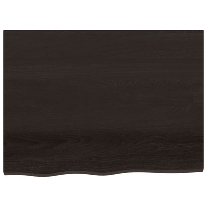 Piano Tavolo Marrone 80x60x(2-6) cm Rovere Massello Trattato