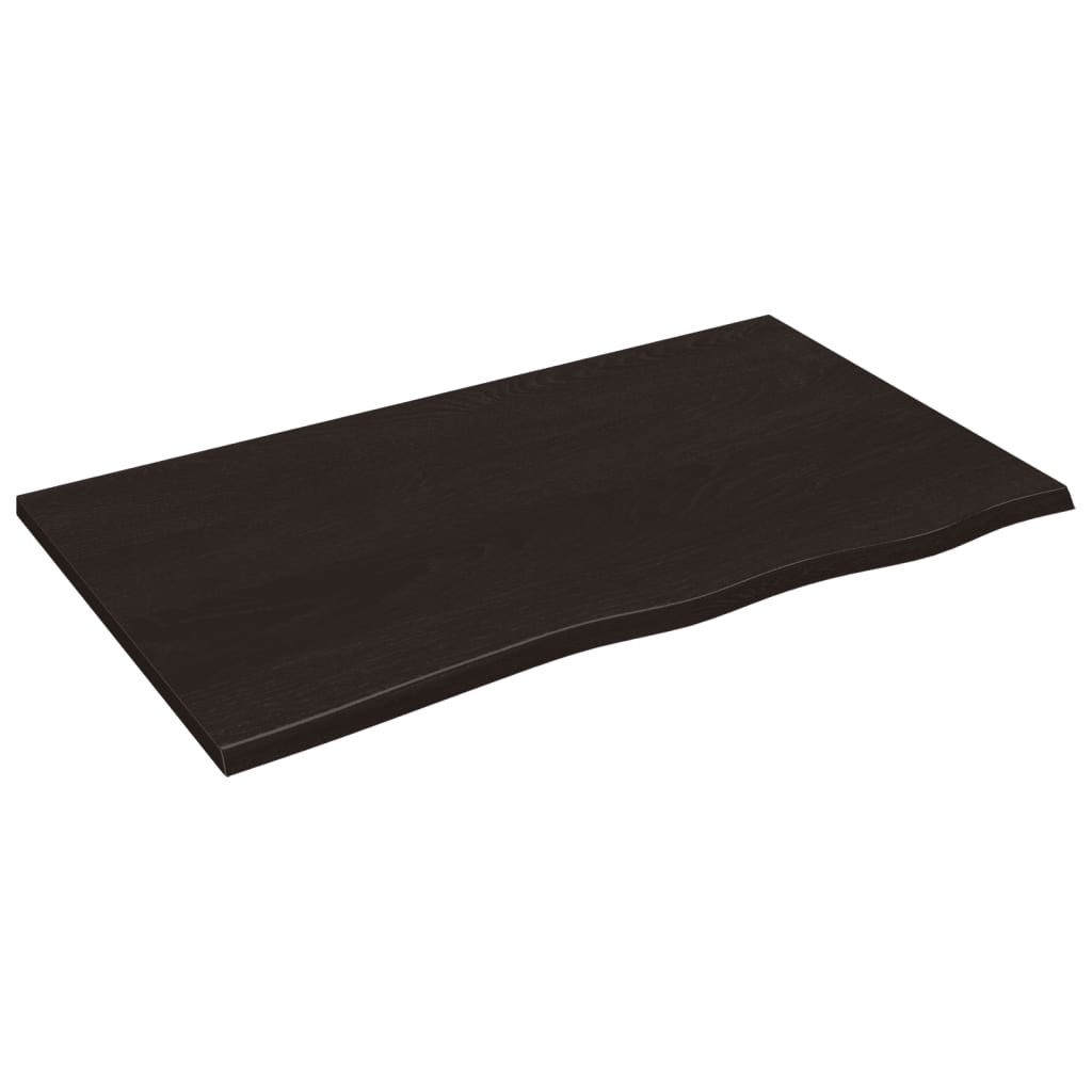 Piano Tavolo Marrone Scuro 100x60x2cm Rovere Massello Trattato