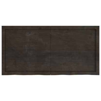 Piano Tavolo Marrone 120x60x(2-6) cm Rovere Massello Trattato