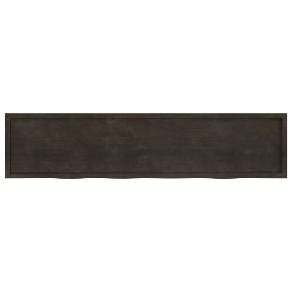 Piano Tavolo Marrone 220x50x(2-6) cm Rovere Massello Trattato