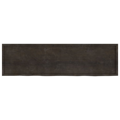 Piano Tavolo Marrone 220x60x(2-6) cm Rovere Massello Trattato