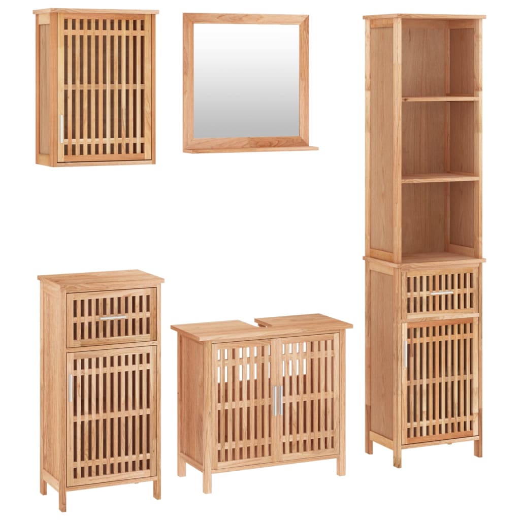 Set Mobili da Bagno 5pz in Legno Massello di Noce