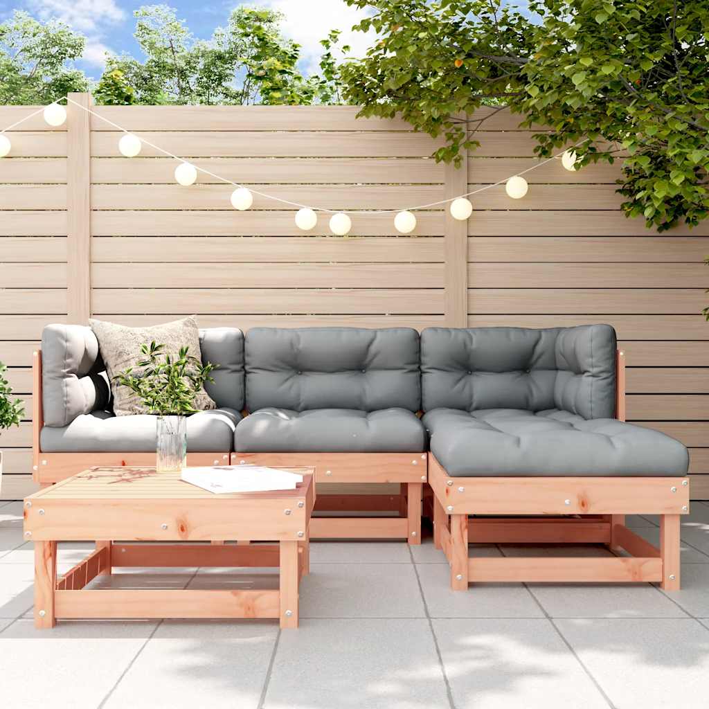 Set Divani Giardino 5 pz con Cuscini Legno Massello di Douglas