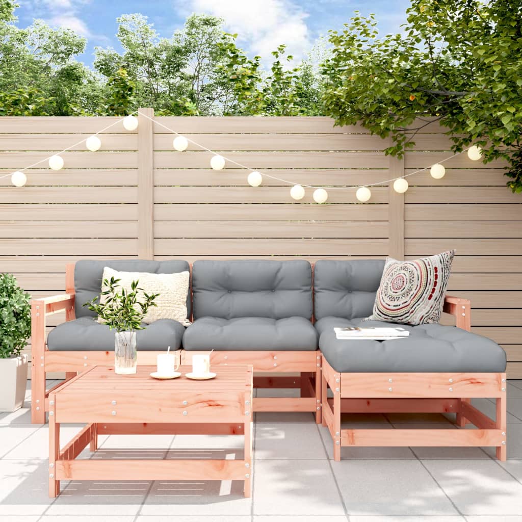 Set Divani Giardino 5 pz con Cuscini Legno Massello di Douglas